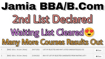 Jamia BBA/B.Com 2nd List Declared🔥Waiting List Cleared😍Kitni Clear Hui?Many More Results Declared💯
