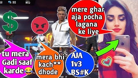 🤑Random RICH Girl Call me noob and I challenge for room 1v3 Garena Free fire | noob prank part 5