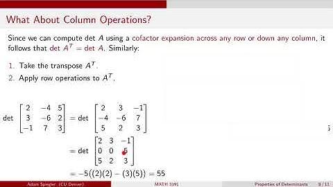 MATH 3191: Column Operations and Determinants