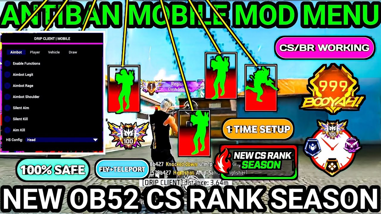 😱 Free Fire OB52 Antiban Headshot Panel 🔥 | Mod Menu + Injector OB52 100% Safe ✅ | 