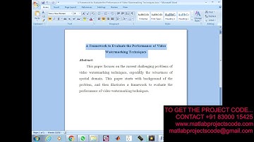A Framework to Evaluate the Performance of Video Watermarking Techniques