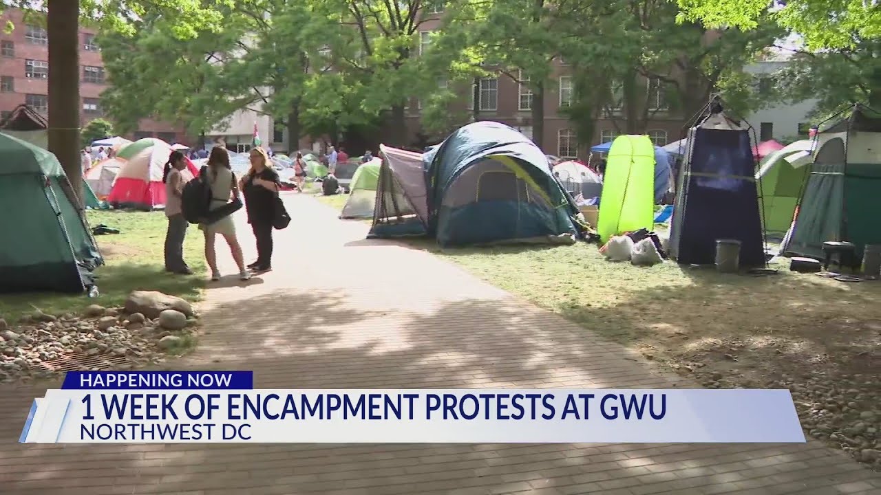 1 week of encampment protests at George Washington University - YouTube