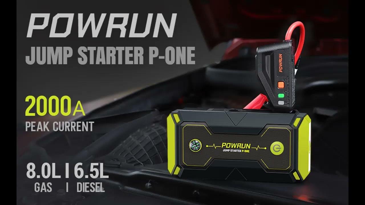 Powrun PONE Jump Starter, 2000A Portable Jump Starter Box YouTube