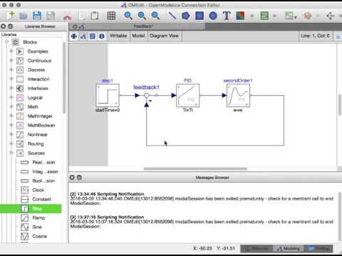 Simulate a feedback control system in OpenModelica