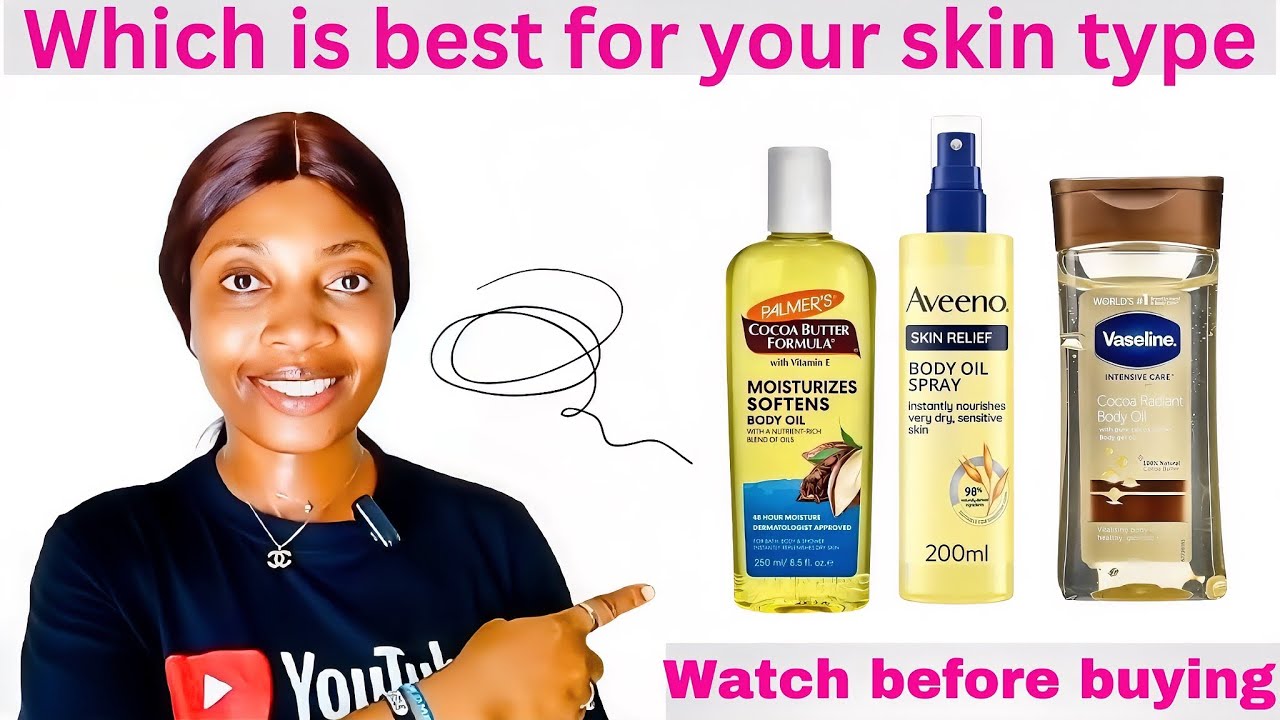 Active Vaseline intensive care cocoa body oil Vs Aveeno skin relief oil Vs Palmer skin therapy oil