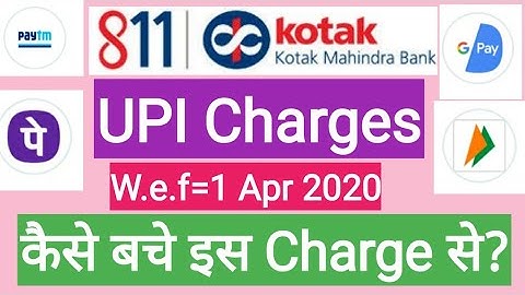 KOTAK 811 Account UPI Charge | UPI Transaction Charge 2020