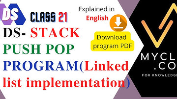DS 20.1-STACK Linked list Implementation-C program for PUSH POP operations(IN ENGLISH)