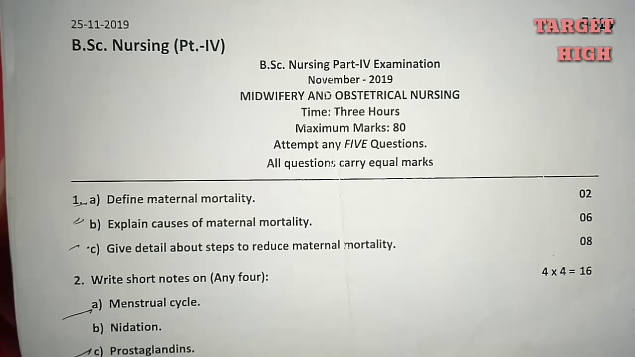 bsc nursing research question paper