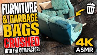 Furniture & Garbage Bags CRUSHED Into the Compactor! ποΈ | Satisfying ASMR Destruction 4K