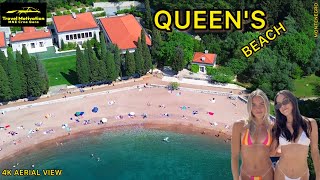 Kraljeva, Kraljičina Plaža, Park Miločer U Maju 2024 - Kings & Queens Beach 4K Aerial View Mne