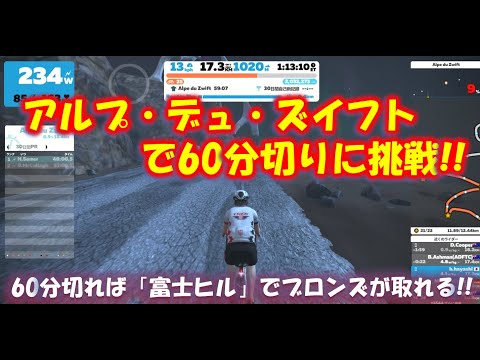 アルプ・デュ・ズイフト（Alpe de Zwift）で60分切りを目指す!!