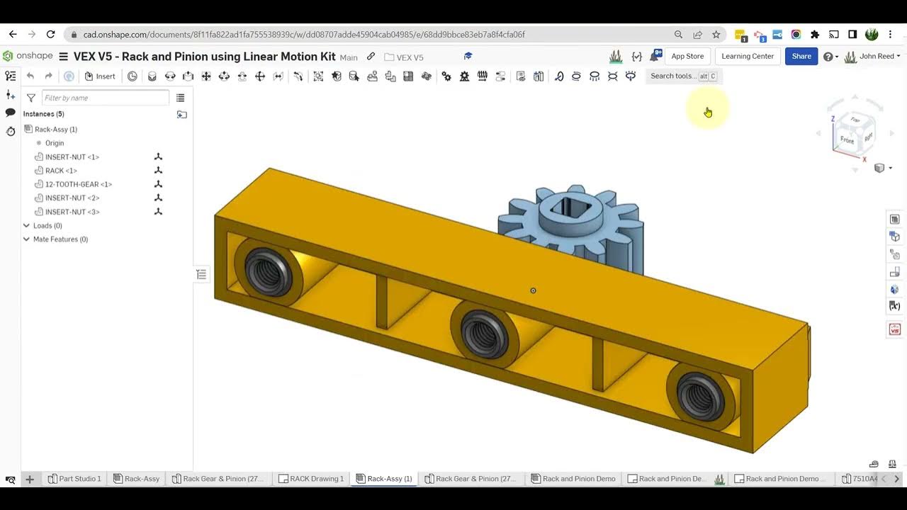 Onshape Rack and Pinion Mechanism Part 1 YouTube