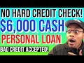 $6,000 Personal Loan Cash Credit Builder with No Hard Credit Check! Bad Credit Guaranteed Approval.