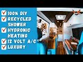 BEST DIY Van Tour - Recirculating Shower, Hydronic Heating, 12v A/C, Luxury Van Build