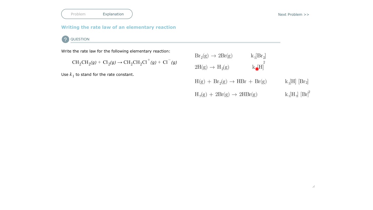 Aleks Writing the rate law of an elementary reaction YouTube