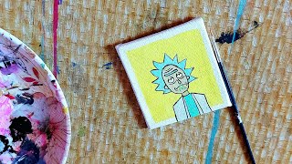 Rick and Morty painting| mini canvas painting ideas acrylics| mini canvas painting