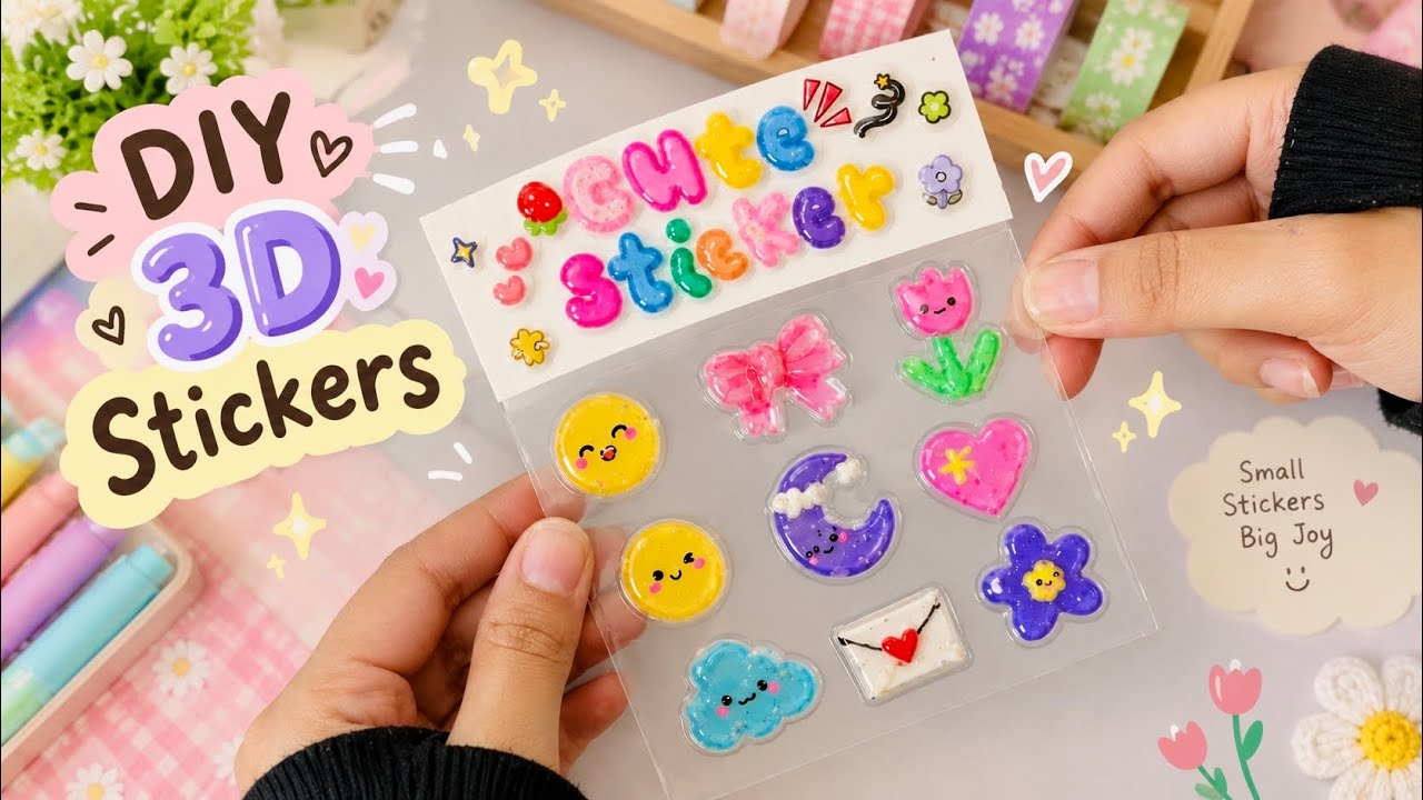 Making Small Decals DIY Homemade 3Dstickers / How to make stickers at home / how to make ...