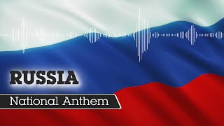 Гимн России на фоне развевающегося флага