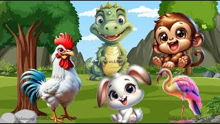 Happy Animal Moments, Familiar Animal Sounds: Flamingo, Rooster, Dinosaur, Rabbit  Animal Videos