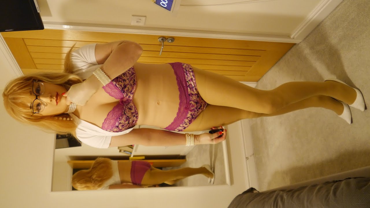 Paula in a new Gossard Hot Berry bra + brief set (crossdresser) YouTube