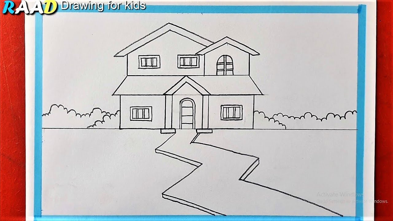 How to draw a Beautiful House drawing | House Scenery Drawing ...