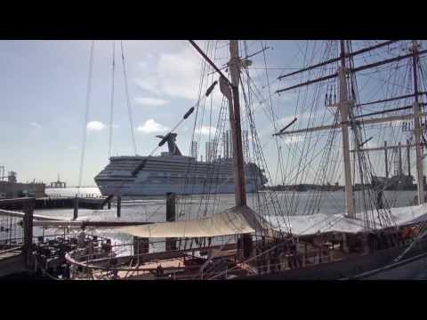 Timelapse: Carnival Triumph Cruise Ship  Departing Galveston Island, Texas