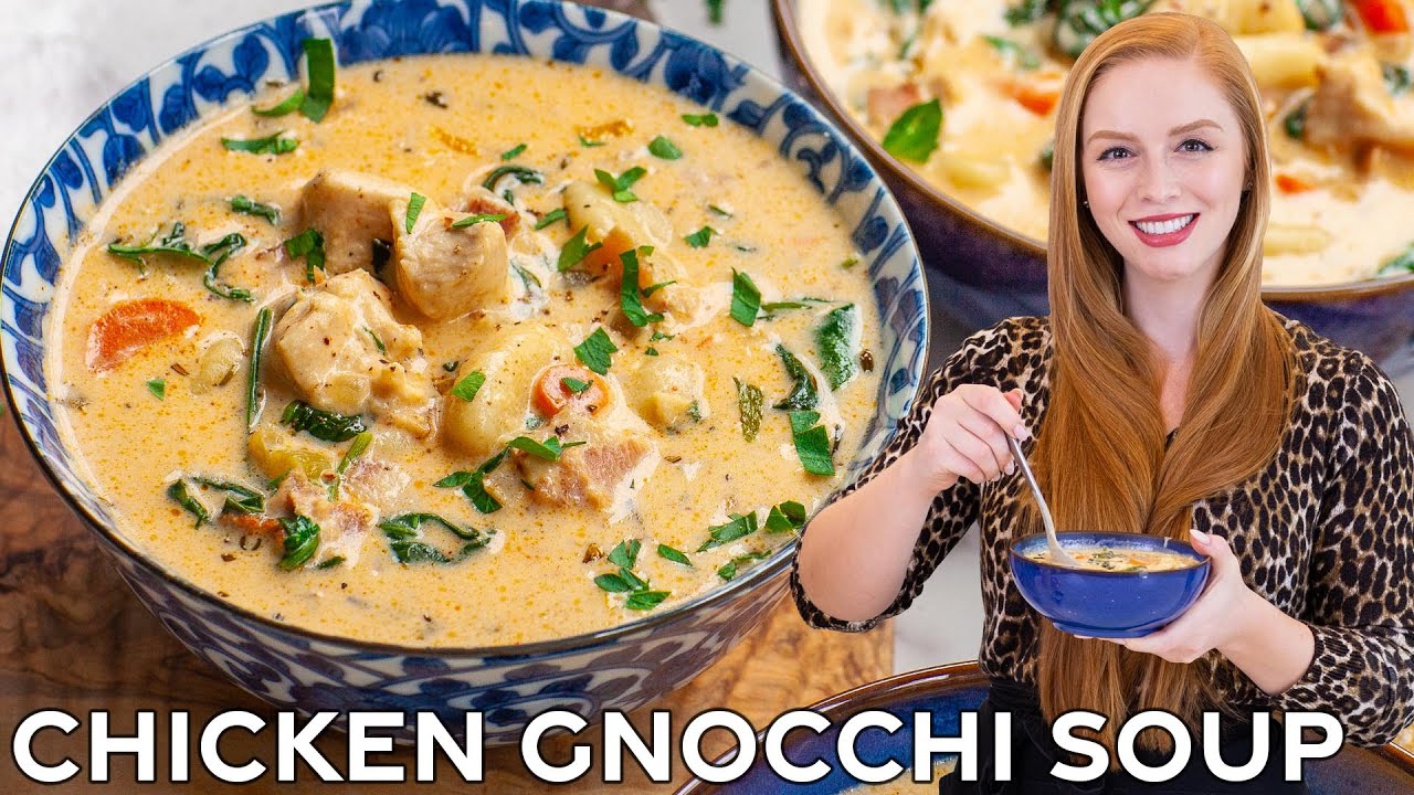 Smoky Bacon Creamy Chicken Gnocchi Soup - The BEST Chicken Soup!