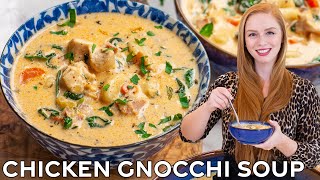 Smoky Bacon Creamy Chicken Gnocchi Soup - The BEST Chicken Soup!