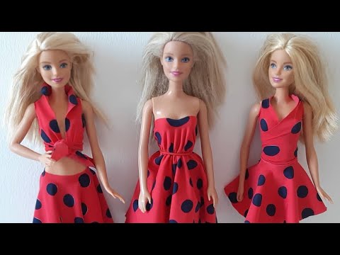 BARBIE: COME CREARE 3 BELLISSIMI VESTITI SENZA AGO E FILO! DIY Barbie  Clothes 