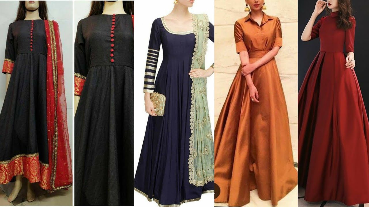 plain long frock designs