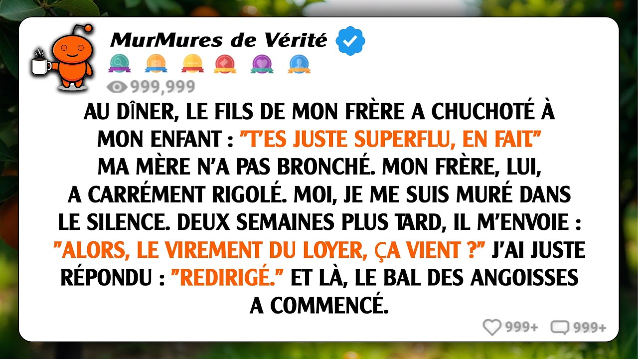 Pendant le dîner, le fils de mon frère a chuchoté à mon enfant : « Tu es juste superflu. » et...