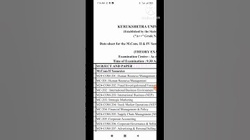 Kuk M.com 2nd, 4th Semester Datesheet 2025 #shorts