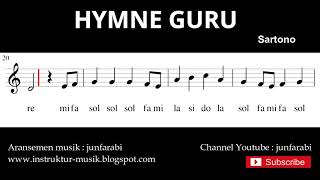 nada lagu hymne guru - not balok nada pianika - doremi solmisasi