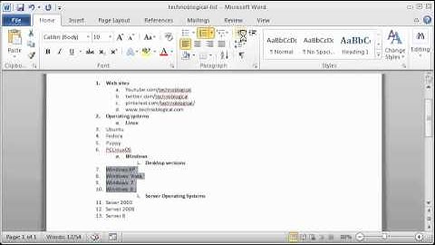 Word 2010: multilevel lists