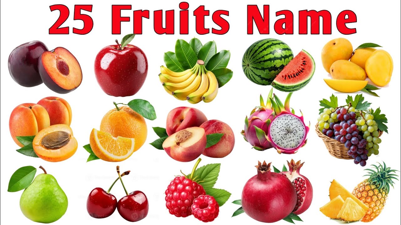 Kids Early Learning | 25 Fruits Name in English and Hindi | फलों के नाम बच्चों के लिए