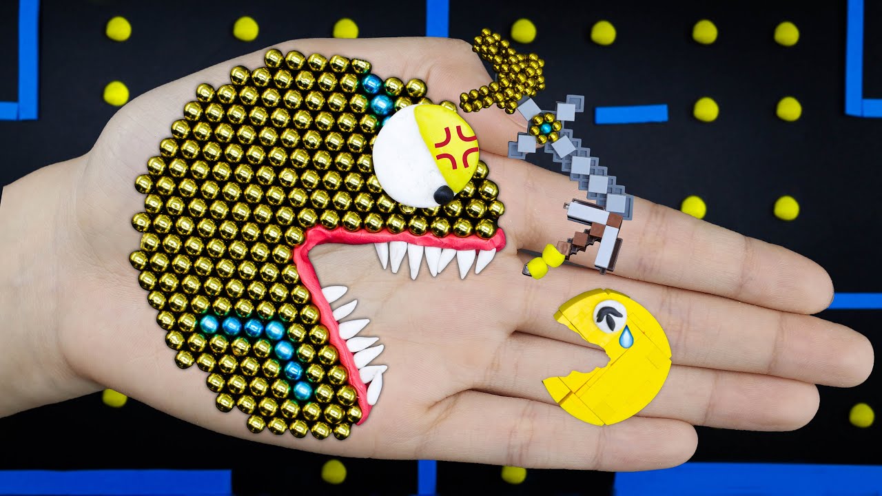 Magnetic Pacman & Lego Pacman Fight | Pacman Stop Motion 