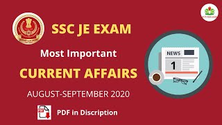 CURRENT AFFAIRS For SSC JE | General Awareness | August - September 2020 | Class 1