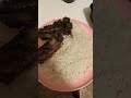 Barbecue Ribs with rice/ From potato leave /  Asian dessert