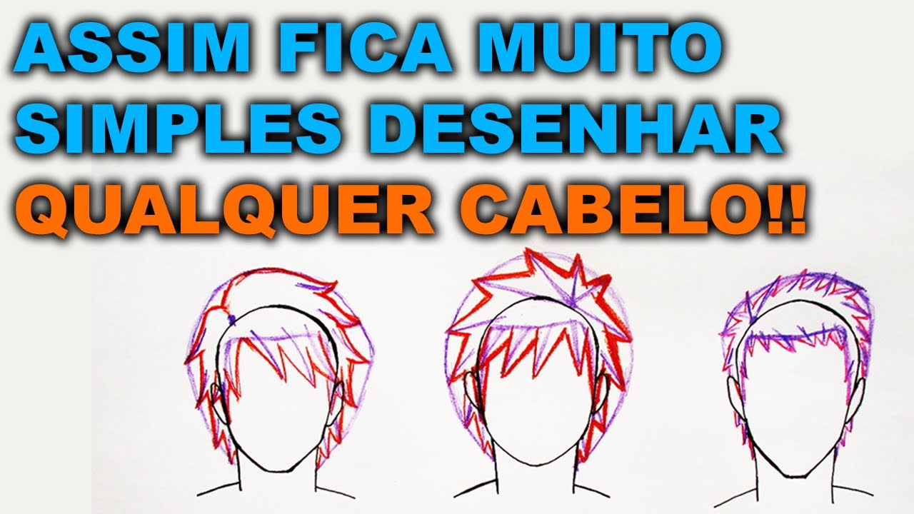 Fica FÁCIL Aprender Como Desenhar Cabelo De Anime Masculino ASSIM!! 