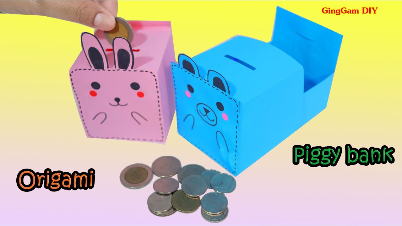 Origami Piggy Bank พับกระปุกออมสินลิ้นชัก YouTube