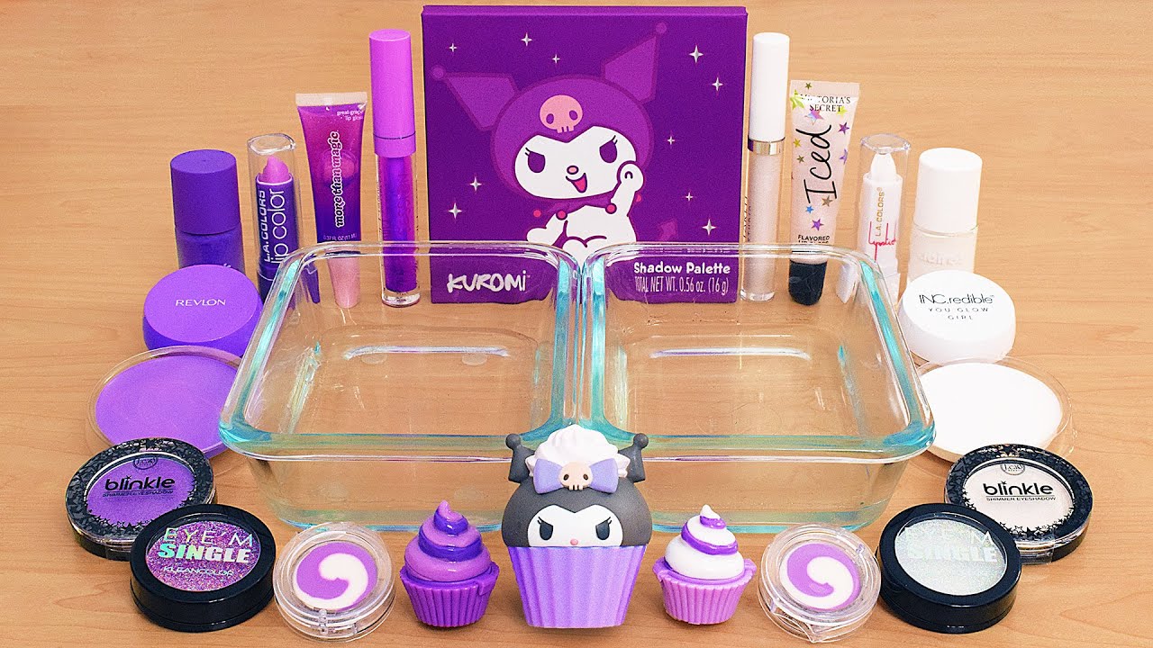Purple vs White - Mixing Makeup Eyeshadow Into Slime ASMR