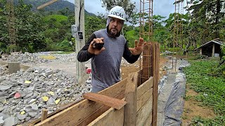 Encofrado y fundicion de un muro ciclopeo 🧱