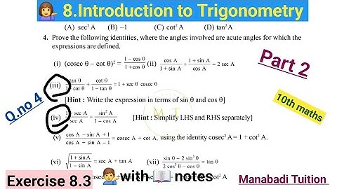 10th class math| Chapter 8| Introduction to trigonometry| Exercise 8.3 |Q no 4| part 2|CBSE|NCERT|