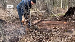 картинка: В лесу нашел огромный щит весом тонна. Урал выручает.