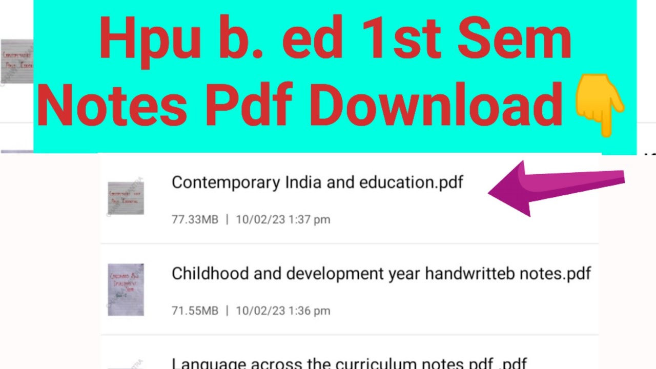 hpu b.ed 1st sem all notes pdf download hpu b. ed all notes pdf ...