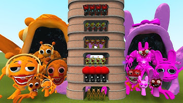 TALLGRASS LITTLE TO BIG ALL ORANGE SPRUNKI VS ALL PINKI  SPRUNKI FAMILY PHASE 1 - 10 in Garry