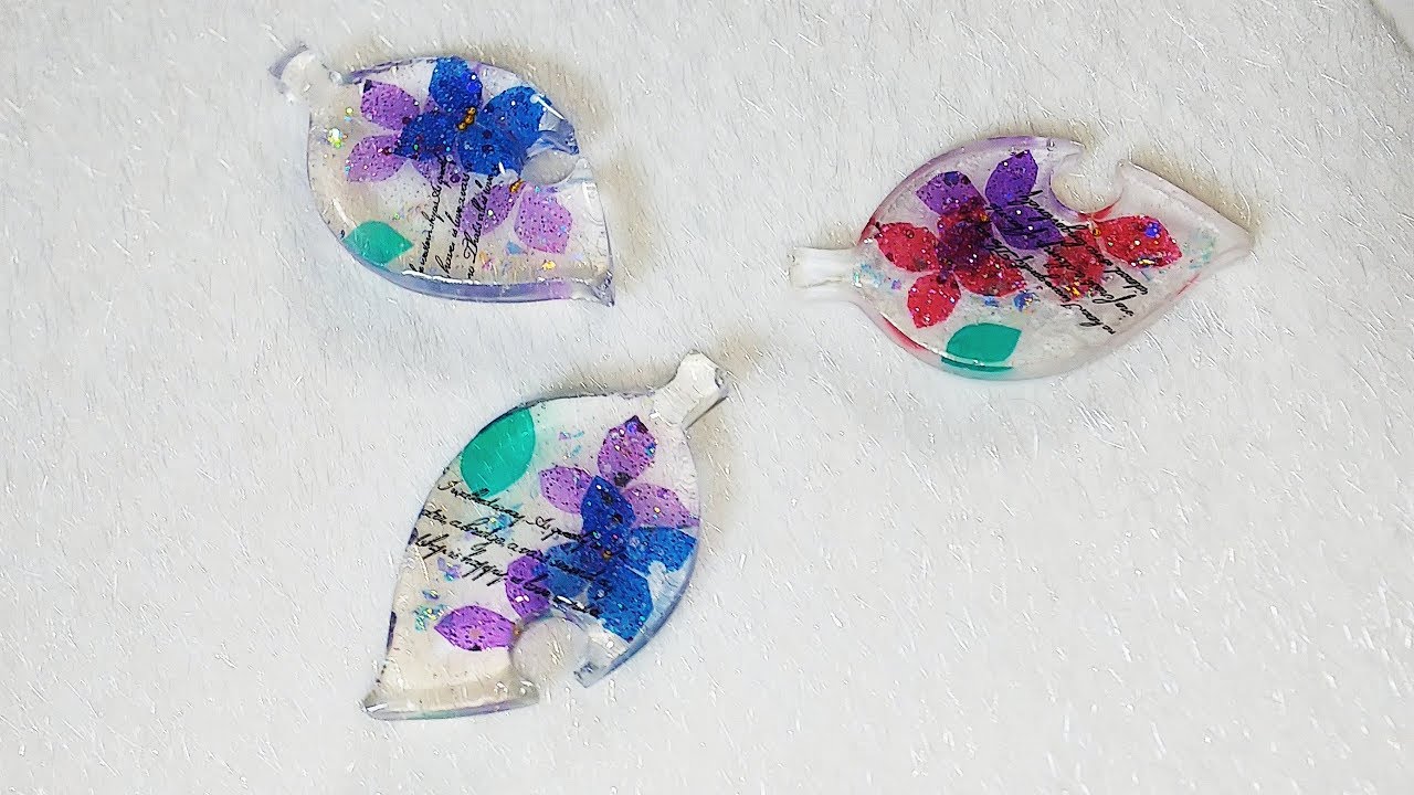Uvレジン レジンシートで季節外れなキラキラ紫陽花 葉っぱのモールドに閉じ込めてみた Youtube