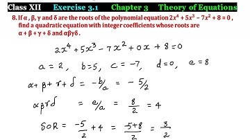 TN CLASS 12 MATHS THEORY OF EQUATION EX 3.1 SUM 8