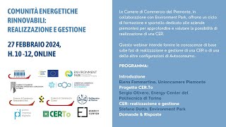 Comunità Energetiche Rinnovabili: realizzazione e gestione