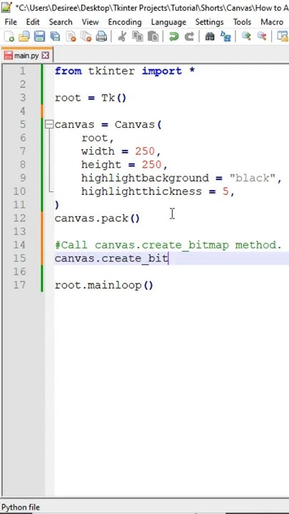 How to Add a Bitmap to the Canvas in Python Tkinter (Short) #coding # ...